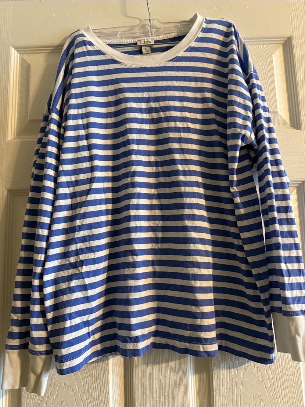 J. Crew Blue and White Striped Long Sleeve Top